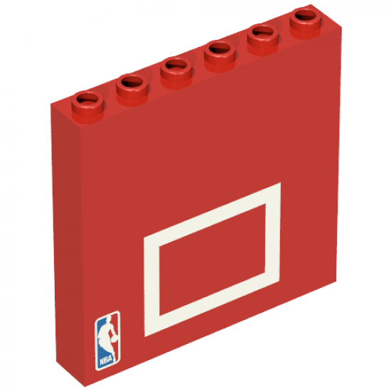 Brick 1 x 6 x 5 with NBA Logo and Basketball Backboard Pattern