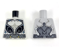 Torso with Silver and Black Armor, Dark Bluish Gray Alien Muscle Contours Pattern
