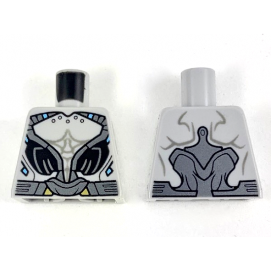 Torso with Silver and Black Armor, Dark Bluish Gray Alien Muscle Contours Pattern
