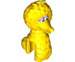 Minifigure, Head, Modified Sesame Street Big Bird with White Eyes, Bright Pink and Blue Eyelids Pattern