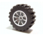 Wheel & Tire Assembly 18mm D. x 14mm Spoked, with Black Tire 30.4 x 14 Offset Tread (51377 / 30391)