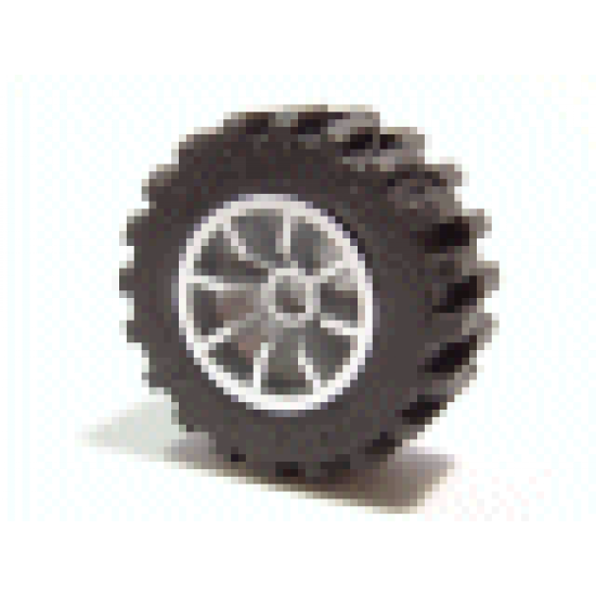 Wheel & Tire Assembly 18mm D. x 14mm Spoked, with Black Tire 30.4 x 14 Offset Tread (51377 / 30391)