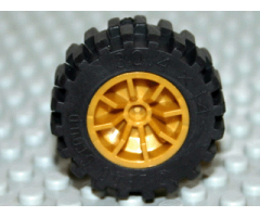 Wheel & Tire Assembly 18mm D. x 14mm Spoked, with Black Tire 30.4 x 14 Offset Tread (51377 / 30391)