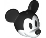 Minifigure, Head, Modified Mouse with Black Ears, Nose and Eyes Pattern (Black & White Mickey)