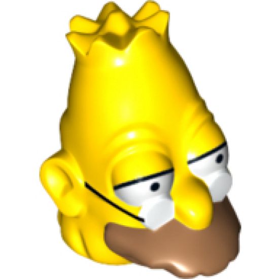 Minifigure, Head, Modified Simpsons Grandpa Simpson Pattern