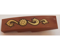 Slope, Curved 4 x 1 with Gear and Ornament Pattern Model Left Side (Sticker) - Set 70810