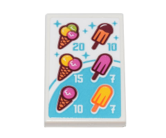 Tile 2 x 3 with Menu Price List of Ice Cream Cones and Popsicles Pattern (Sticker) - Set 71741