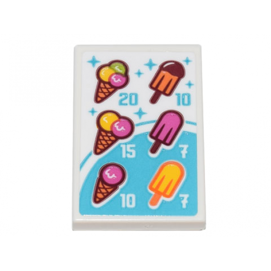 Tile 2 x 3 with Menu Price List of Ice Cream Cones and Popsicles Pattern (Sticker) - Set 71741