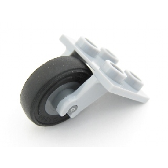 Aircraft Plate, Modified 2 x 2 Thin with Plane Single Wheel Holder and Dark Bluish Gray Wheel with Black Tire (2415 / 3464 / 59895)