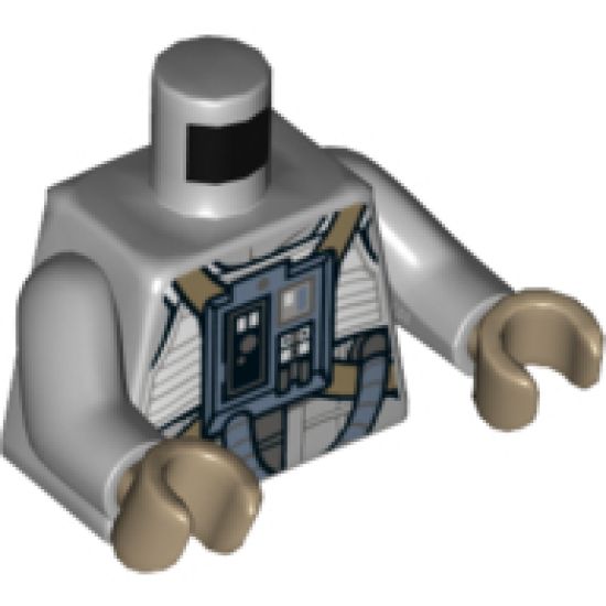 Torso SW Pilot with White Vest and Sand Blue Front Panel with Hose Pattern / Light Bluish Gray Arms / Dark Tan Hands