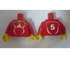 Torso Soccer Adidas Logo, Red and White No. 5 Pattern (Stickers) / Red Arms / Yellow Hands