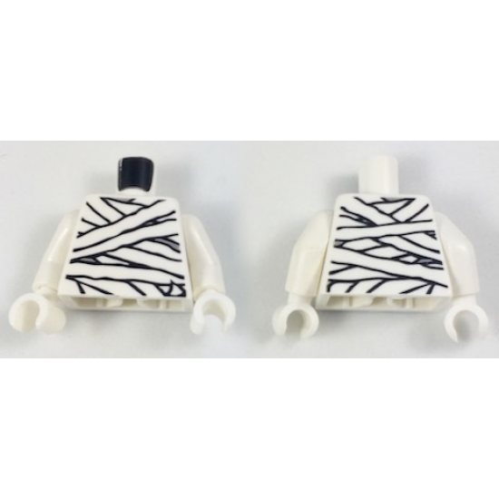 Torso Mummy Wrapping Bandages NON-Glow In Dark Pattern / White Arms / White Hands