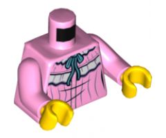 Torso Nightgown with Medium Blue Ribbon Pattern / Bright Pink Arms / Yellow Hands