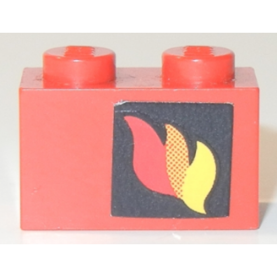 Brick 1 x 2 with Classic Fire Logo Pattern Right Side (Sticker) - Sets 556 / 672