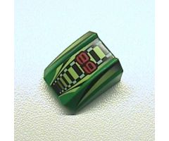 Slope, Curved 2 x 2 Lip with '89', Lime/Black/White Stripes Pattern