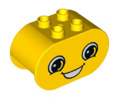 Duplo, Brick 2 x 4 x 2 Rounded Ends with Faces Happy/Angry Pattern