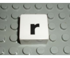 Duplo, Tile 2 x 2 x 1 with Black Lowercase Letter r Pattern
