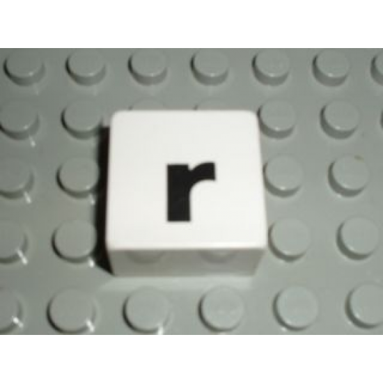 Duplo, Tile 2 x 2 x 1 with Black Lowercase Letter r Pattern