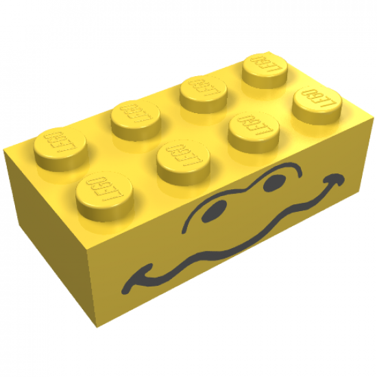 Brick 2 x 4 with Wavy Mouth and Nostrils Pattern
