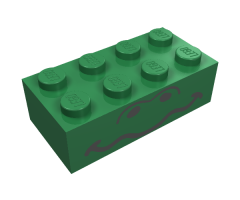 Brick 2 x 4 with Wavy Mouth and Nostrils Pattern