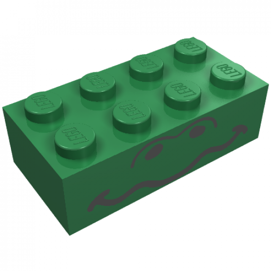 Brick 2 x 4 with Wavy Mouth and Nostrils Pattern