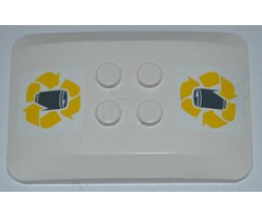 Wedge 6 x 4 x 2/3 Quad Curved with Yellow Recycling Arrows and Drink Can Pattern (Stickers) - Set 4206