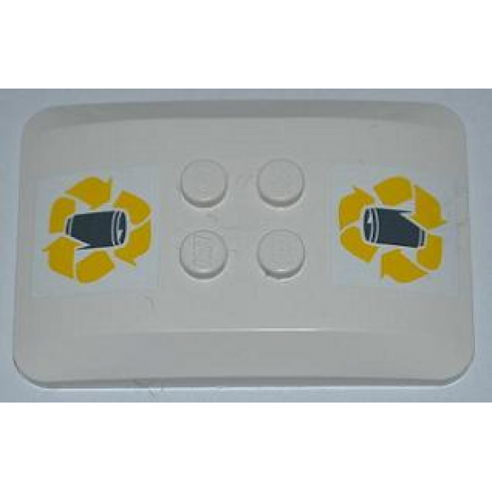 Wedge 6 x 4 x 2/3 Quad Curved with Yellow Recycling Arrows and Drink Can Pattern (Stickers) - Set 4206