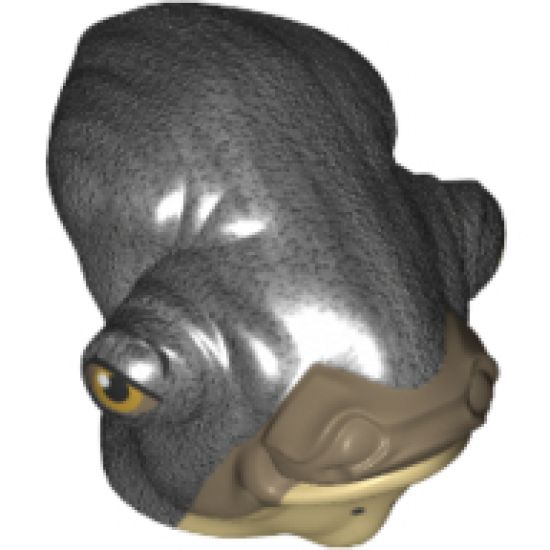 Minifigure, Head, Modified SW Mon Calamari with Tan and Spotted Dewlap and Yellow Eyes with Eyelids Pattern (Admiral Raddus)