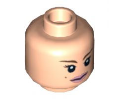 Minifigure, Head Dual Sided Female Brown Eyebrows, Beauty Marks, Pink Lips, Closed Mouth / Open Mouth Pattern (SW Padme Amidala) - Hollow Stud