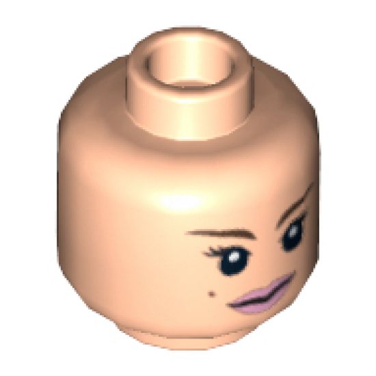 Minifigure, Head Dual Sided Female Brown Eyebrows, Beauty Marks, Pink Lips, Closed Mouth / Open Mouth Pattern (SW Padme Amidala) - Hollow Stud