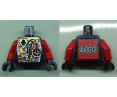 Torso Space UFO Circuitry with Red Lever Pattern - LEGO Logo on Back / Red Arms / Black Hands