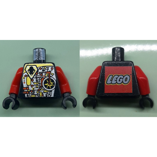 Torso Space UFO Circuitry with Red Lever Pattern - LEGO Logo on Back / Red Arms / Black Hands
