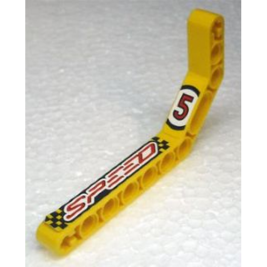 Technic, Liftarm 1 x 11.5 Double Bent Thick with Number 5 and 'SPEED' Pattern Model Right Side (Stickers) - Set 8238