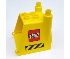 Duplo, Vehicle Truck Construction Vehicle Back with Black and Yellow Danger Stripes and LEGO Logo Pattern on Both Sides