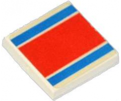 Tile 2 x 2 with Red and Blue Stripe Pattern (Sticker) - Set 6679-2
