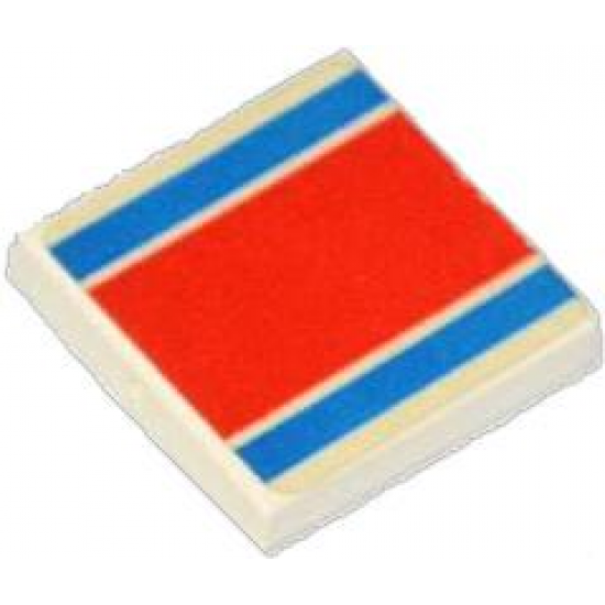 Tile 2 x 2 with Red and Blue Stripe Pattern (Sticker) - Set 6679-2