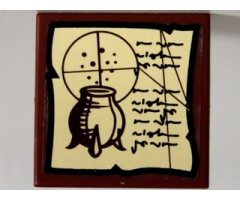 Tile 2 x 2 with Cauldron and Black Powder Formulae Pattern (Sticker) - Set 10237