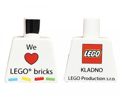 Torso 'We Heart LEGO bricks' Front, LEGO Logo and 'Kladno LEGO Production s.r.o' Back Pattern