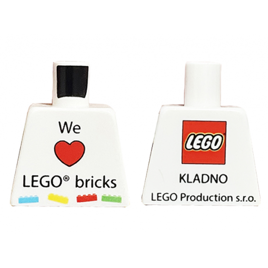 Torso 'We Heart LEGO bricks' Front, LEGO Logo and 'Kladno LEGO Production s.r.o' Back Pattern
