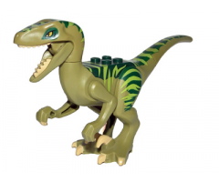 Animal, Dinosaur Raptor / Velociraptor with Dark Green Back, Lime Markings and Tan Claws