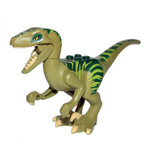 Animal, Dinosaur Raptor / Velociraptor with Dark Green Back, Lime Markings and Tan Claws