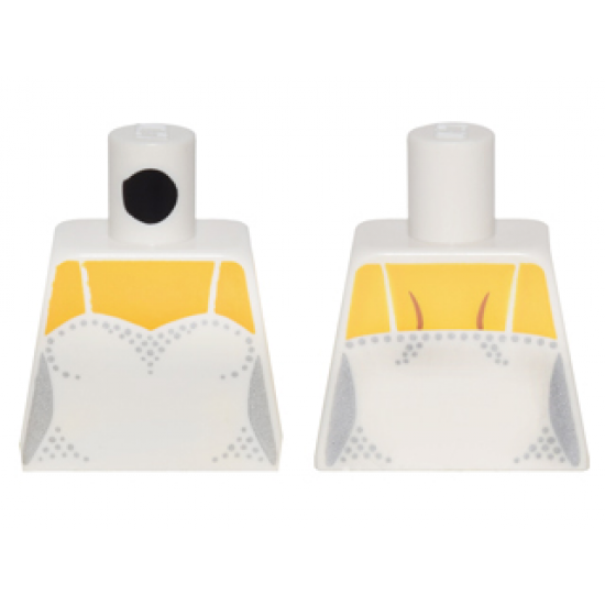 Torso Female Bodice with Thin Straps over Yellow Skin Pattern