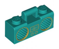Minifigure, Utensil Radio Boom Box with Bar Handle with Gold Sound Wave Display and Rimmed Speakers Pattern