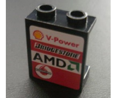 Panel 1 x 2 x 2 - Hollow Studs with Shell, AMD and Vodafone Logo on Left Pattern (Sticker) - Sets 8672 / 8673