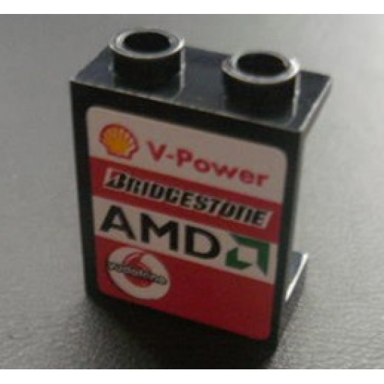 Panel 1 x 2 x 2 - Hollow Studs with Shell, AMD and Vodafone Logo on Left Pattern (Sticker) - Sets 8672 / 8673