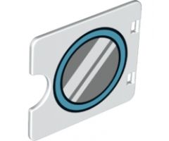 Duplo, Building Door / Window Pane 1 x 4 x 3 with Round Mirror and Medium Azure Border Pattern