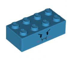 Brick 2 x 4 with Black Eyes, Angry Eyebrows, and Pink Lines on Cheeks Pattern