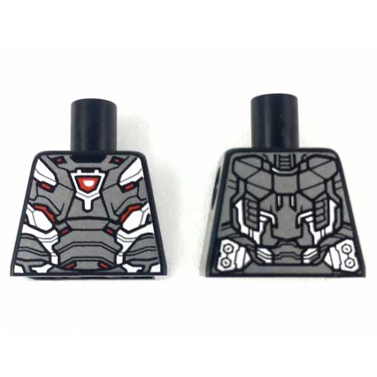 Torso Pearl Dark Gray Armor with Silver and Dark Red Trim Pattern