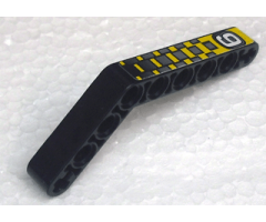 Technic, Liftarm 1 x 9 Bent (6 - 4) Thick with White Number 9 and Silver and Yellow Checkered Pattern (Sticker) - Set 8240