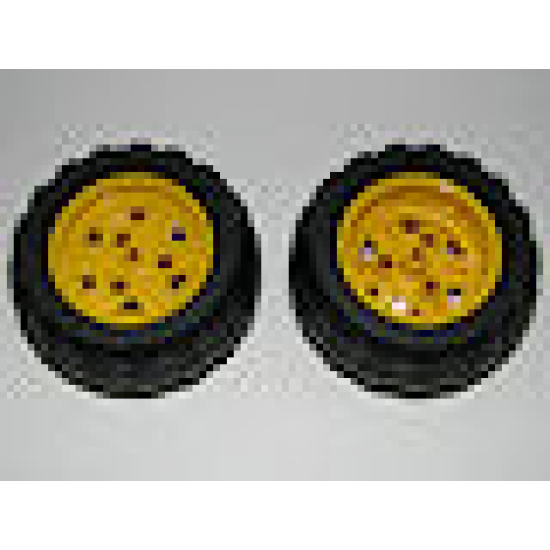 Wheel & Tire Assembly 43.2mm D. x 26mm Technic Racing Small, 3 Pin Holes with Black Tire 68.7 x 34 R (41896 / 61480)